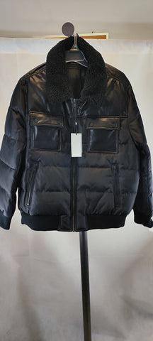 Andrew Marc Beaumont Mixed Media & Faux Shearling Collar Bomber