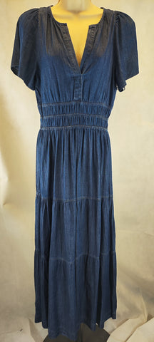 Tommy Hilfiger Chambray Fit-&-Flare Tiered Maxi Dress