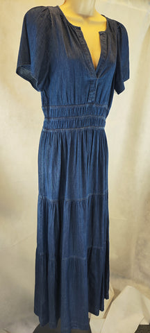 Tommy Hilfiger Chambray Fit-&-Flare Tiered Maxi Dress