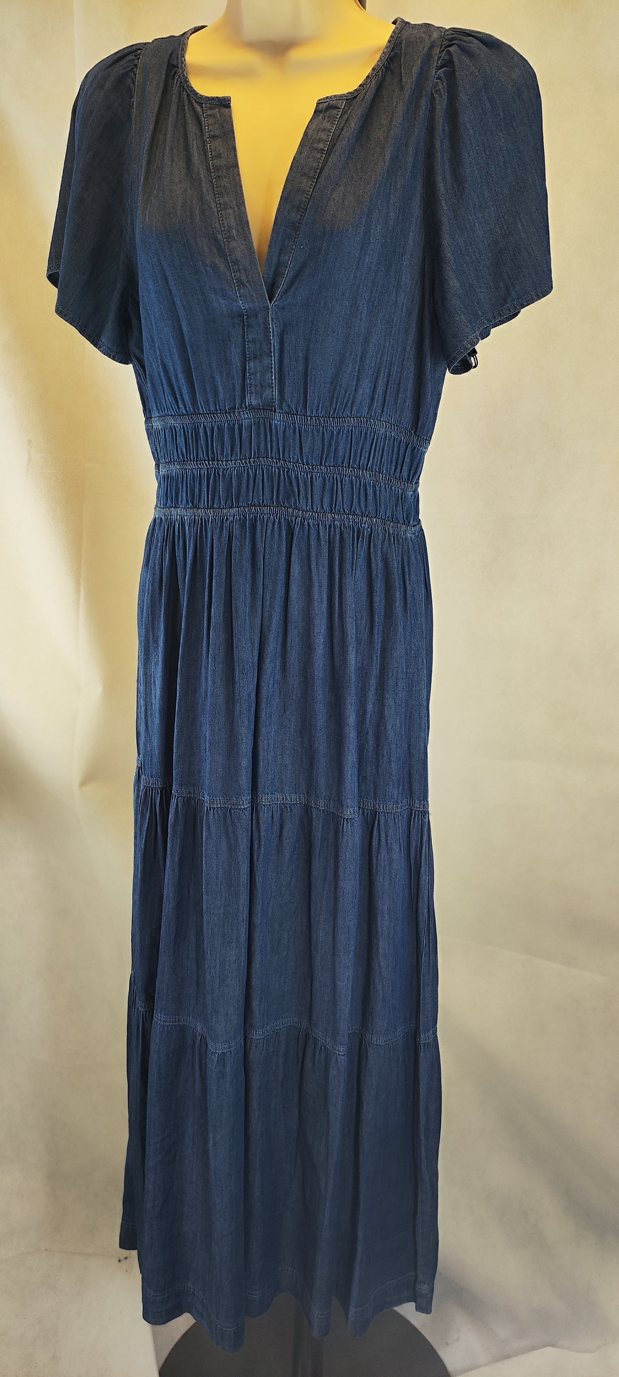 Tommy Hilfiger Chambray Fit-&-Flare Tiered Maxi Dress Brands Direct Tommy Hilfiger Chambray Fit-&-Flare Tiered Maxi Dress Brands Direct