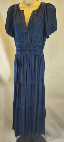 Tommy Hilfiger Chambray Fit-&-Flare Tiered Maxi Dress