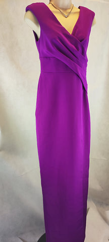 Aidan Mattox Crepe V-Neck Sheath Gown