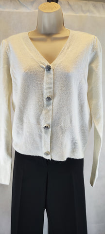 Point Zero Women's White V-neck Cardigan