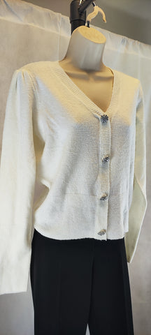 Point Zero Women's White V-neck Cardigan