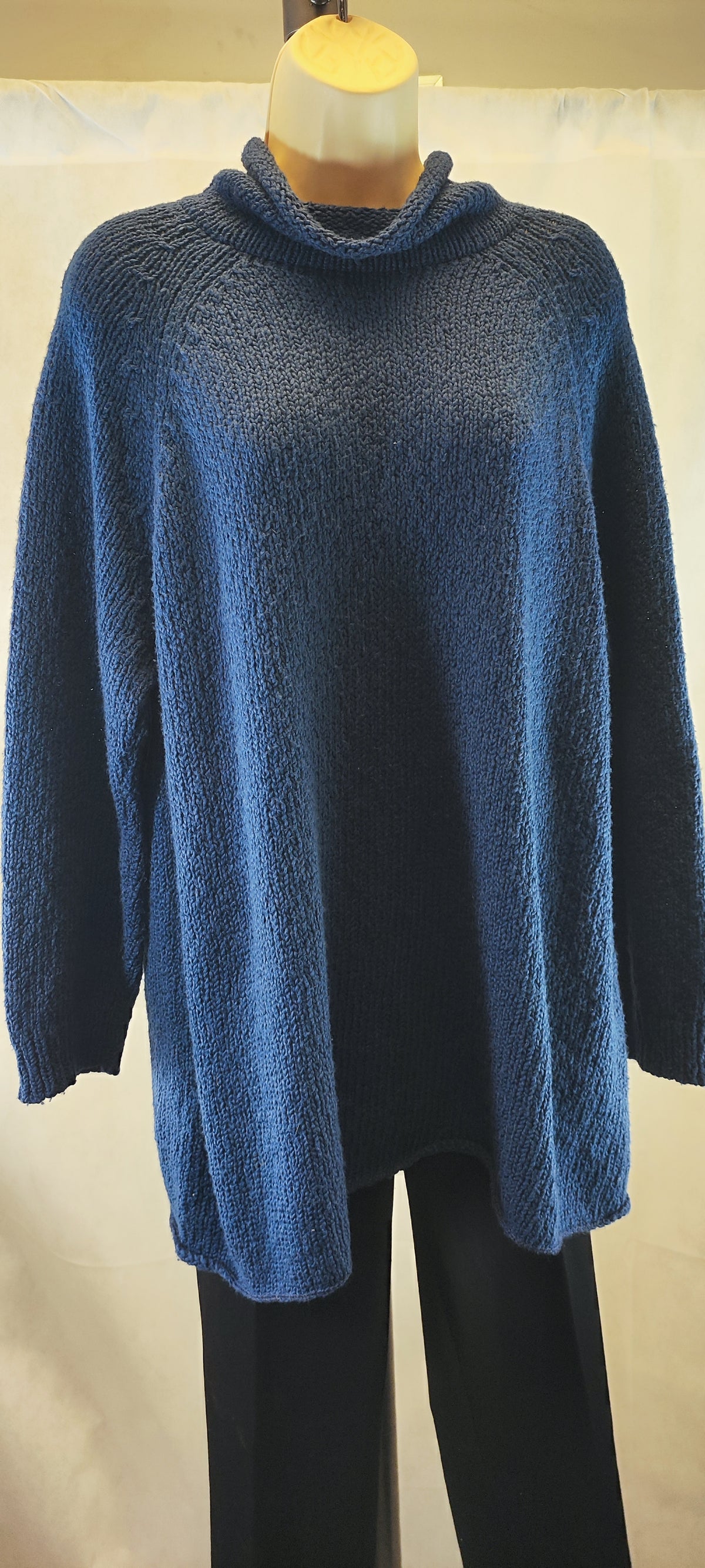 Women's Blue High Neck Long Sleeve Sweater