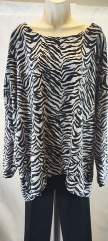 Jones New York Women's Zebra Striped Long Sleeve Sweater