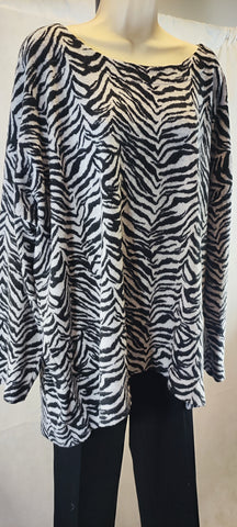 Jones New York Women's Zebra Striped Long Sleeve Sweater