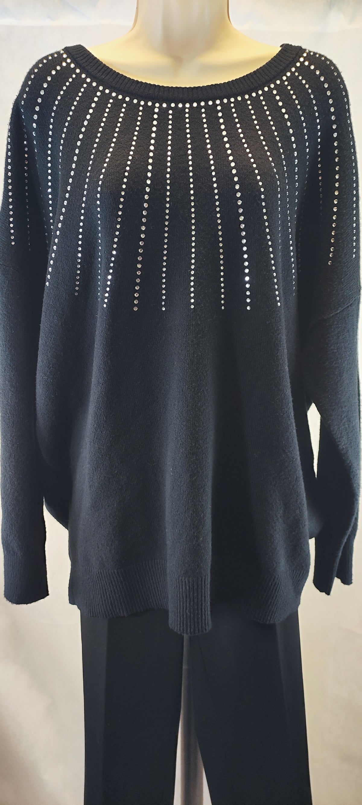 Calvin Klein Women's Embellished Black Crewneck Sweater