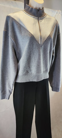 Highline Collective Women's Half Zip Metallic Silver Accent Sweatshirt