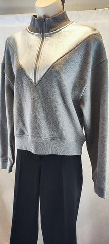 Highline Collective Women's Half Zip Metallic Silver Accent Sweatshirt