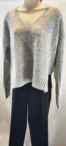 John + Jenn Women's Light Ash V- Neck Sweater